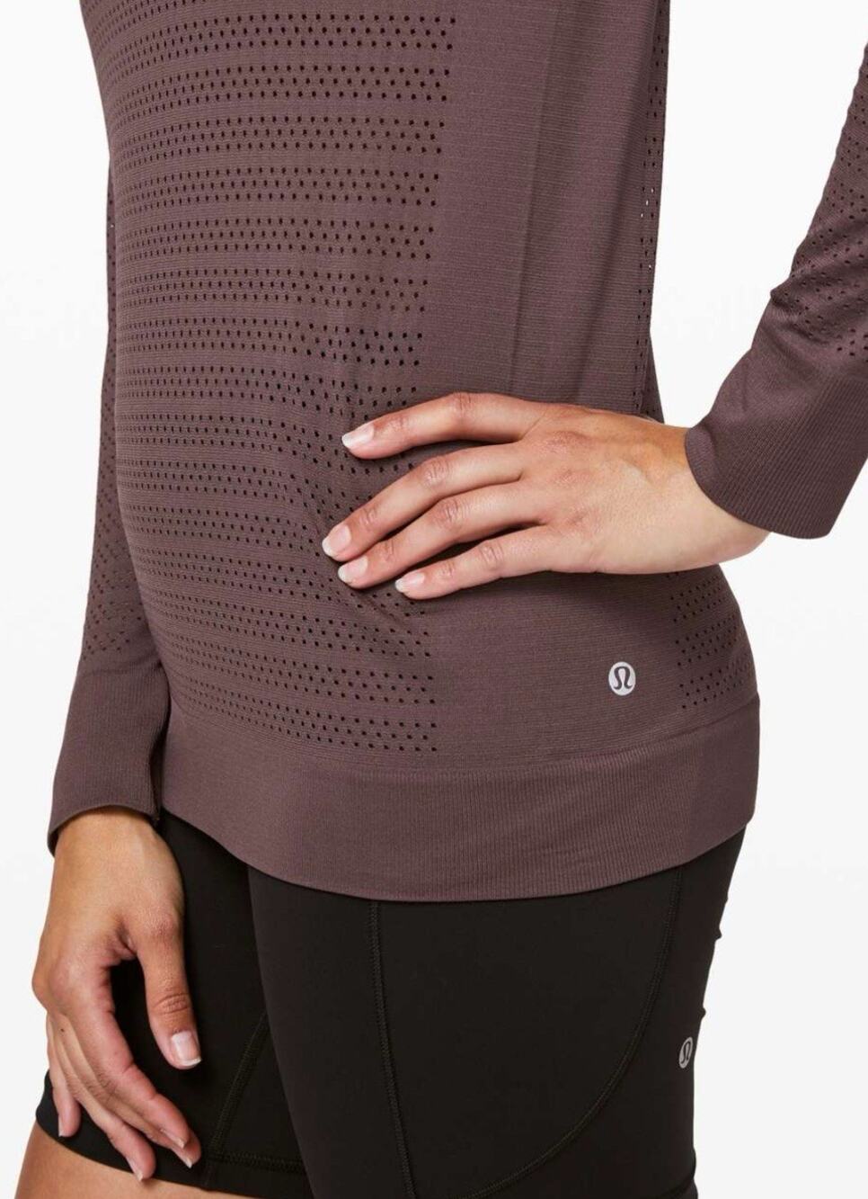 Lululemon Breeze By Long Sleeve Top Mesh Shirt - Cherry Cola / Brown - Size 4